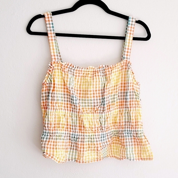 Madewell Seersucker Sophia Peplum Tank - Size L - Picture 2 of 6